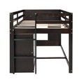 Twin Size Loft Bed With Cabinet And Shelf Espresso Old Sku:Lp000501Aap Espresso Solid Wood