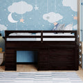 Twin Size Loft Bed With Cabinet And Shelf Espresso Old Sku:Lp000501Aap Espresso Solid Wood