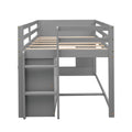 Twin Size Loft Bed With Cabinet And Shelf Gray Old Sku:Lp000501Aae Gray Solid Wood