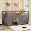 Twin Size Loft Bed With Cabinet And Shelf Gray Old Sku:Lp000501Aae Gray Solid Wood