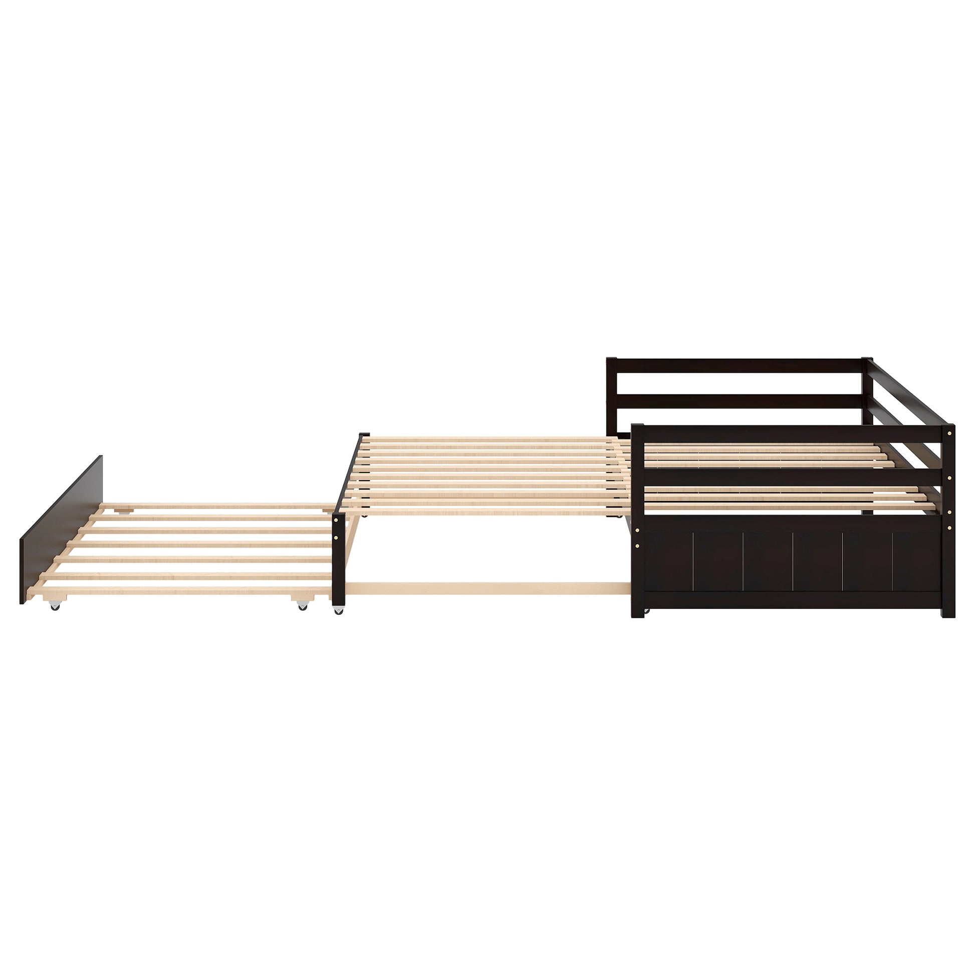 Twin Or Double Twin Daybed With Trundle,Espresso Box Spring Not Required Twin Espresso Wood Daybeds Pine