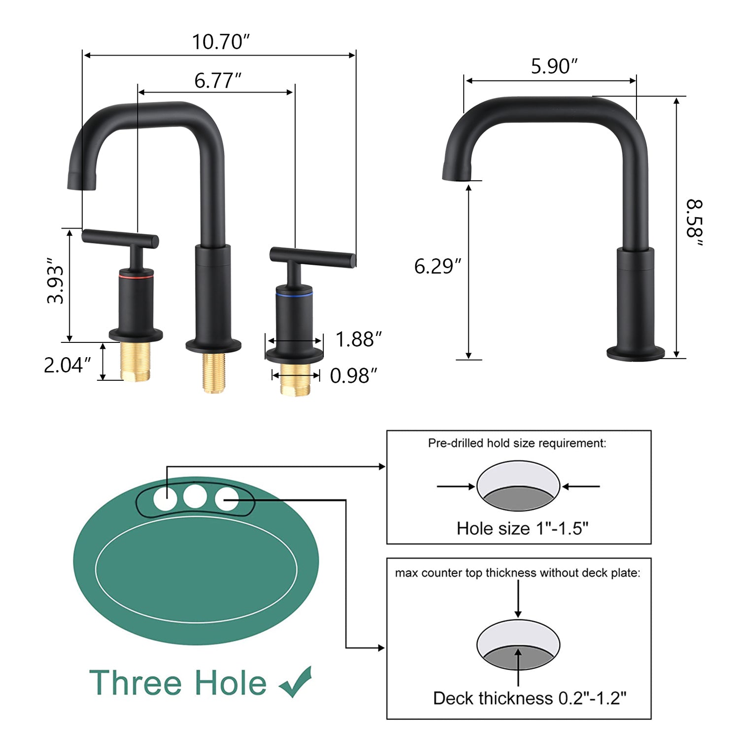 8 In. Widespread Double Handle Bathroom Faucet With Pop Up Drain In Matte Black Matte Black Brass