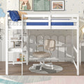 Full Loft Bed With Desk And Shelves,White White Pine