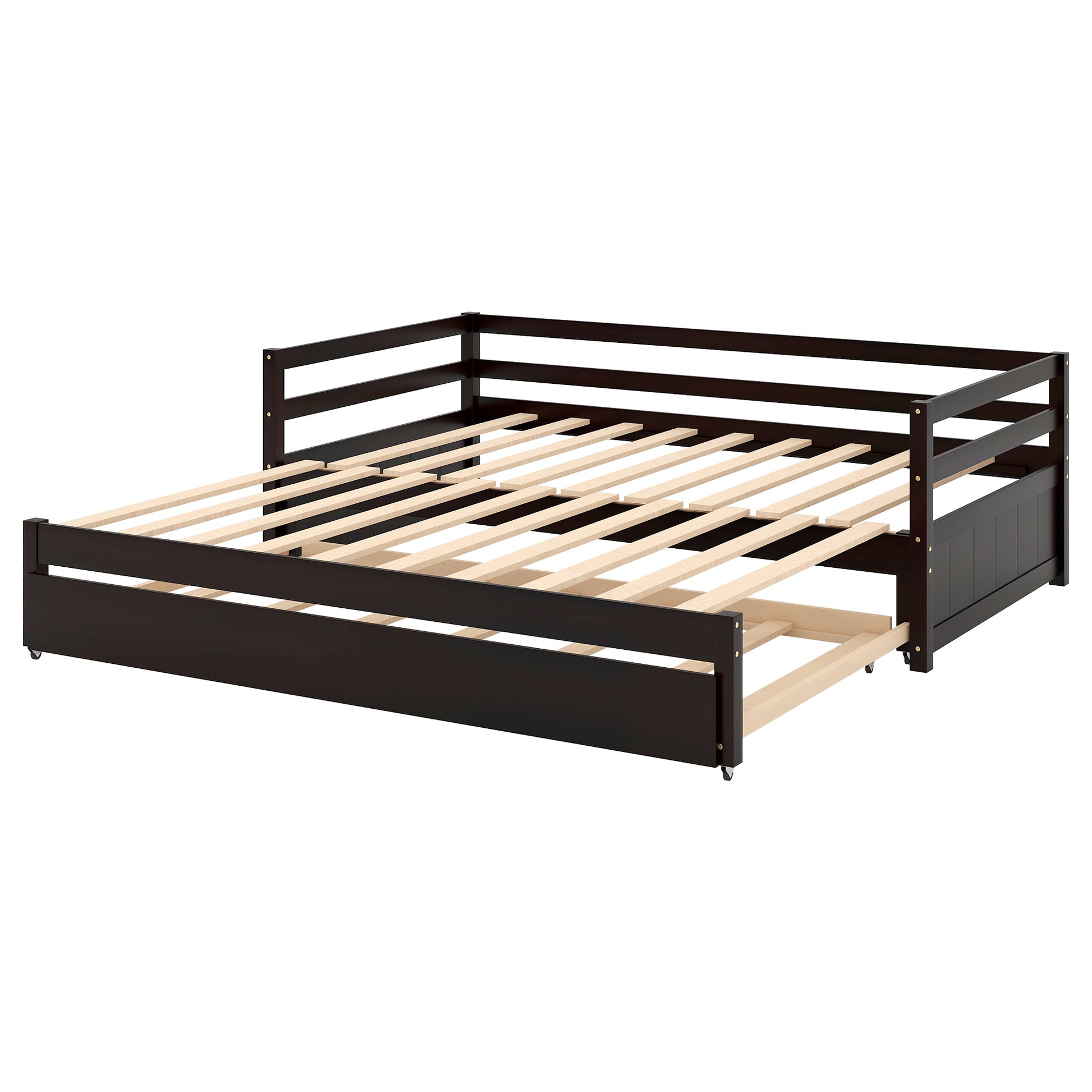 Twin Or Double Twin Daybed With Trundle,Espresso Box Spring Not Required Twin Espresso Wood Daybeds Pine