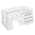 Twin Size Loft Bed With Cabinet And Shelf White Old Sku:Lp000501Aak White Solid Wood