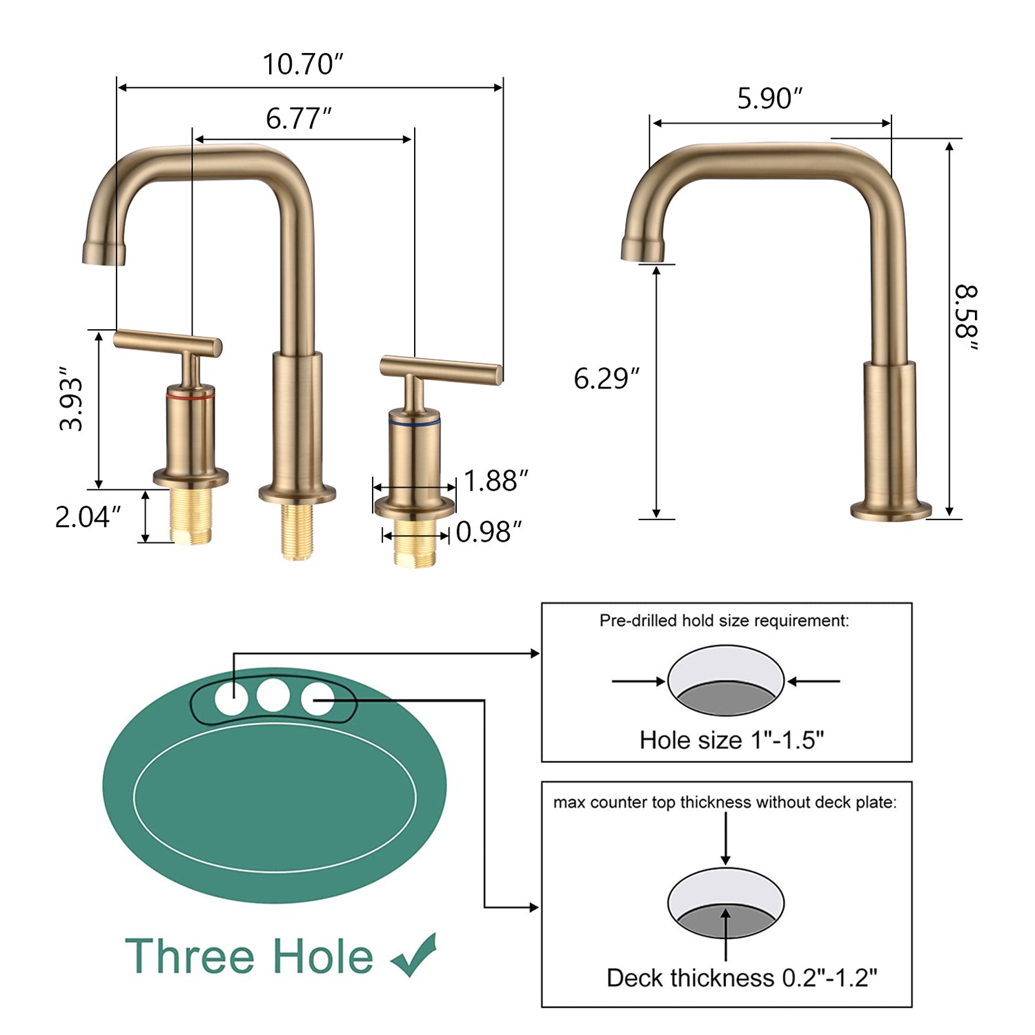 8 In. Widespread Double Handle Bathroom Faucet With Pop Up Drain In Brushed Gold Brushed Gold Brass