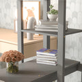 Full Loft Bed With Desk ,Shelves And Ladder, Grey Grey Pine