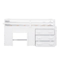 Twin Size Loft Bed With Cabinet And Shelf White Old Sku:Lp000501Aak White Solid Wood