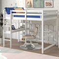 Full Loft Bed With Desk And Shelves,White White Pine