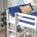 Full Loft Bed With Desk And Shelves,White White Pine