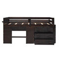 Twin Size Loft Bed With Cabinet And Shelf Espresso Old Sku:Lp000501Aap Espresso Solid Wood