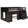 Twin Size Loft Bed With Cabinet And Shelf Espresso Old Sku:Lp000501Aap Espresso Solid Wood