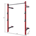 Wall Mounted Folding Squat Rack Folding Squat Power Rack For 1000Lbs Capacity With Pull Up Bar And J Cups, Space Saving Home Gym Equipment Red Metal