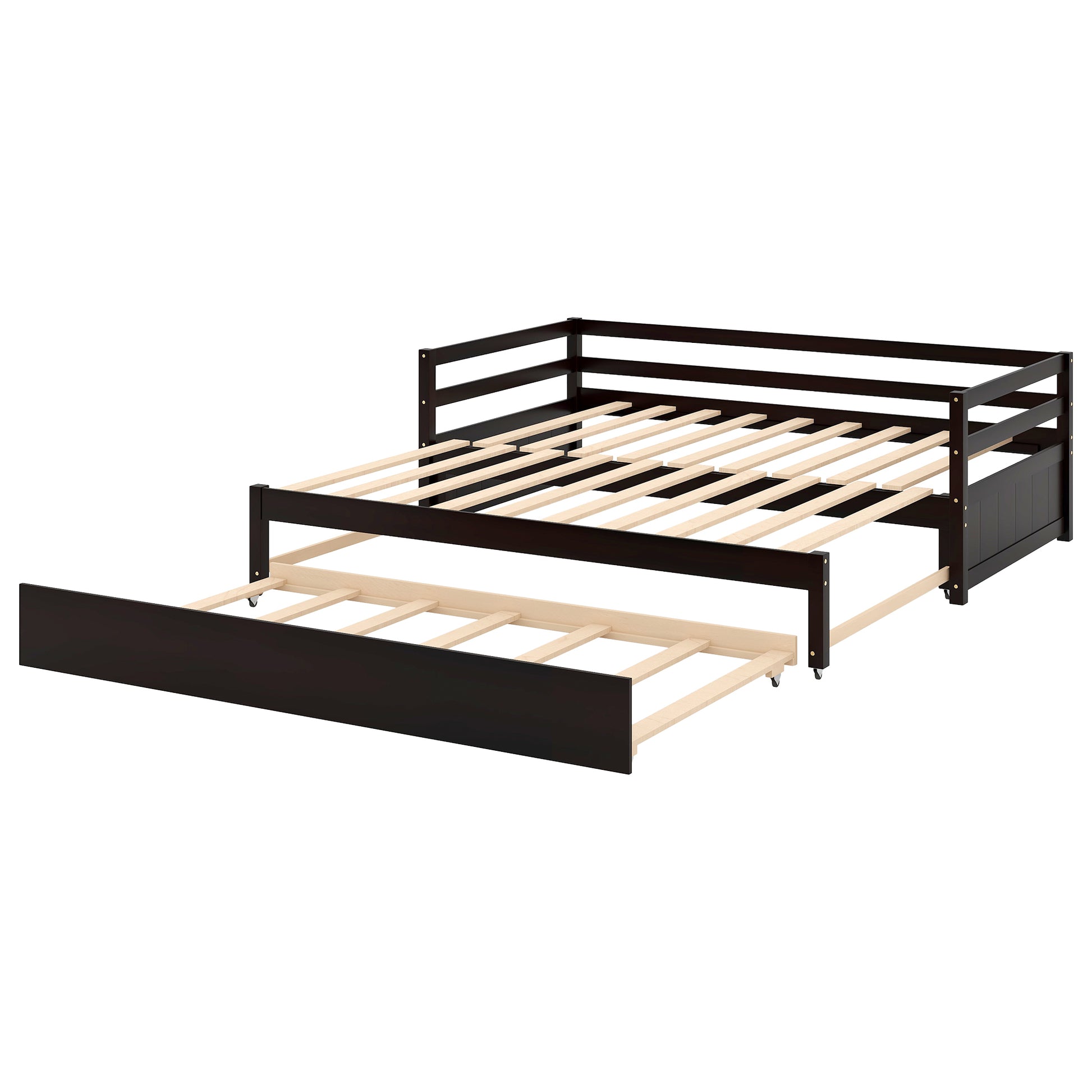 Twin Or Double Twin Daybed With Trundle,Espresso Box Spring Not Required Twin Espresso Wood Daybeds Pine