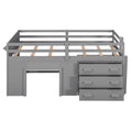 Twin Size Loft Bed With Cabinet And Shelf Gray Old Sku:Lp000501Aae Gray Solid Wood