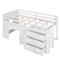 Twin Size Loft Bed With Cabinet And Shelf White Old Sku:Lp000501Aak White Solid Wood