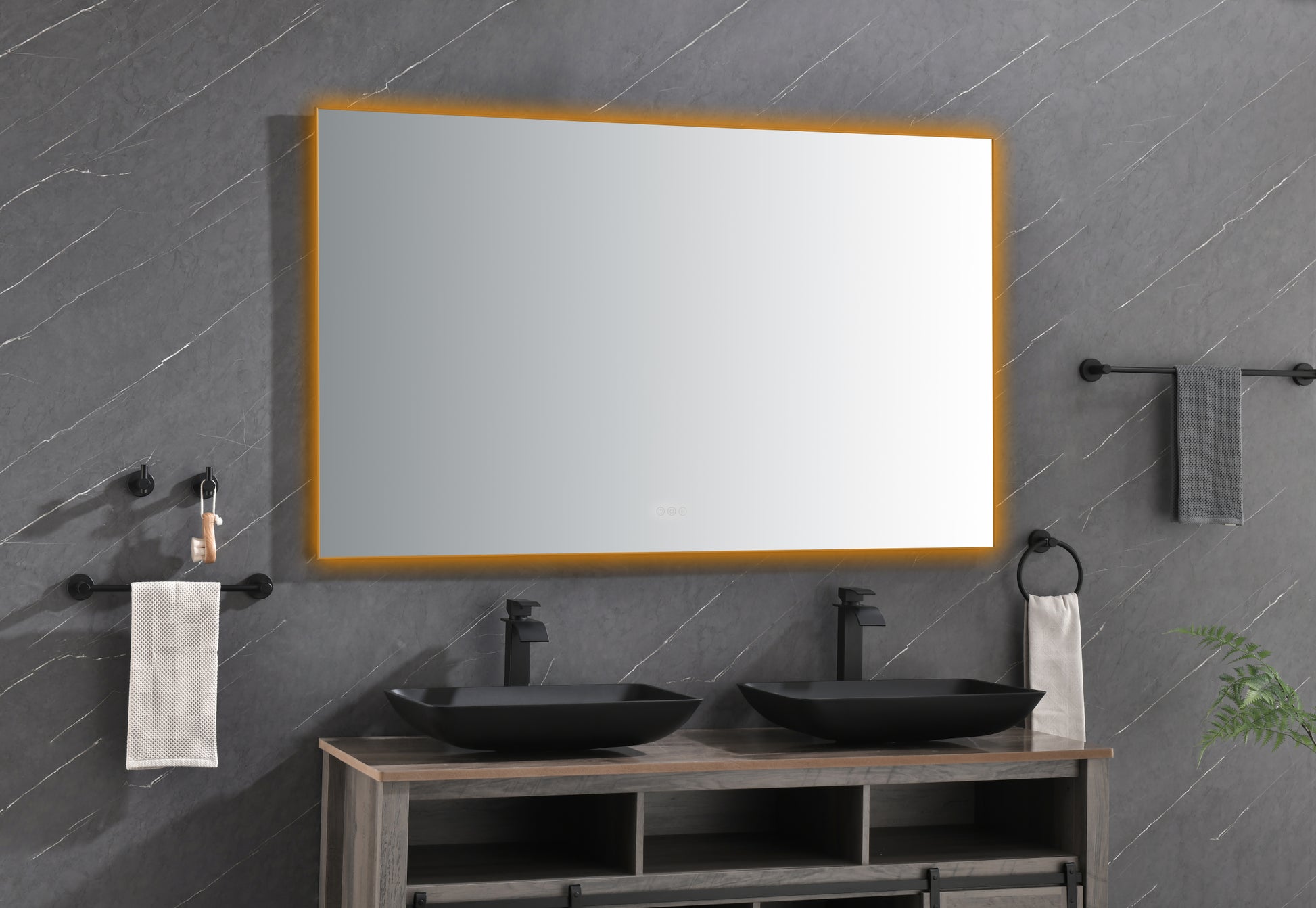 60X 36Inch Led Mirror Bathroom Vanity Mirror With Back Light, Wall Mount Anti Fog Memory Large Adjustable Vanity Mirror Gun Ash Aluminium