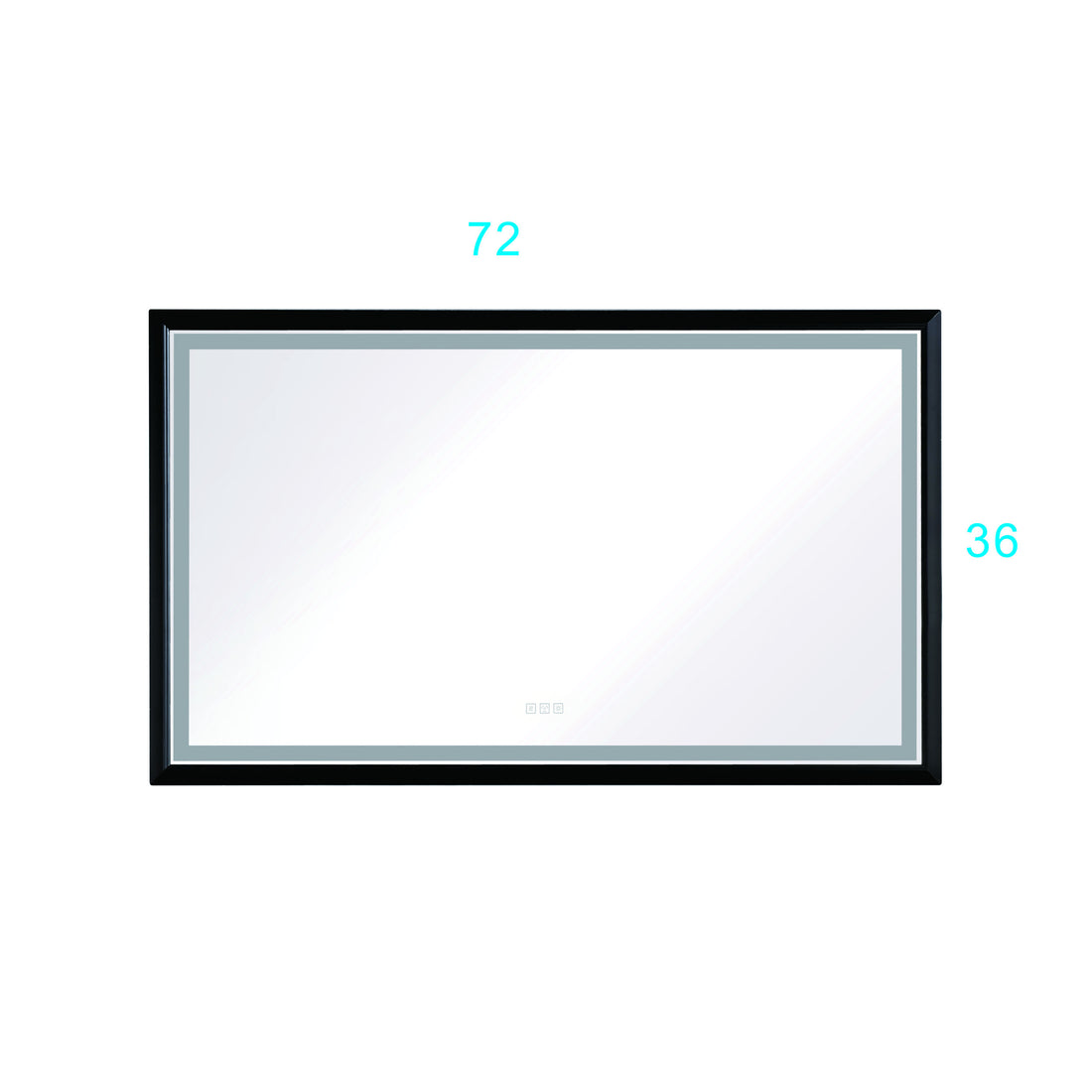 72In. W X 36In. H Oversized Rectangular Black Framed Led Mirror Anti Fog Dimmable Wall Mount Bathroom Vanity Mirror Hd Wall Mirror Kit For Gym And Dance Studio 36X 72Inches With Safety Ba Matte Black Aluminium