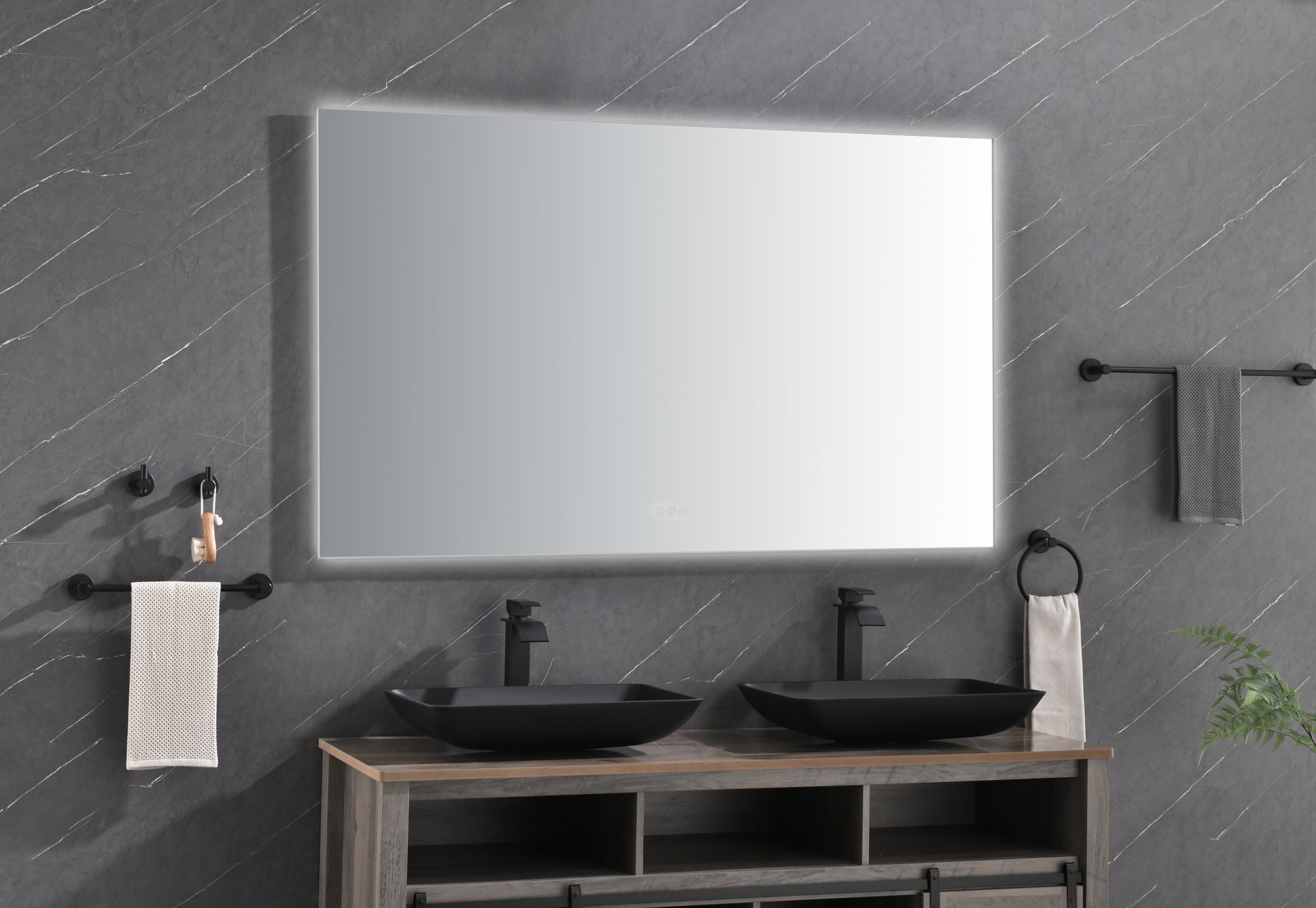 Led Mirror Bathroom Vanity Mirror With Back Light, Wall Mount Anti Fog Memory Large Adjustable Vanity Mirror Gun Ash Aluminium