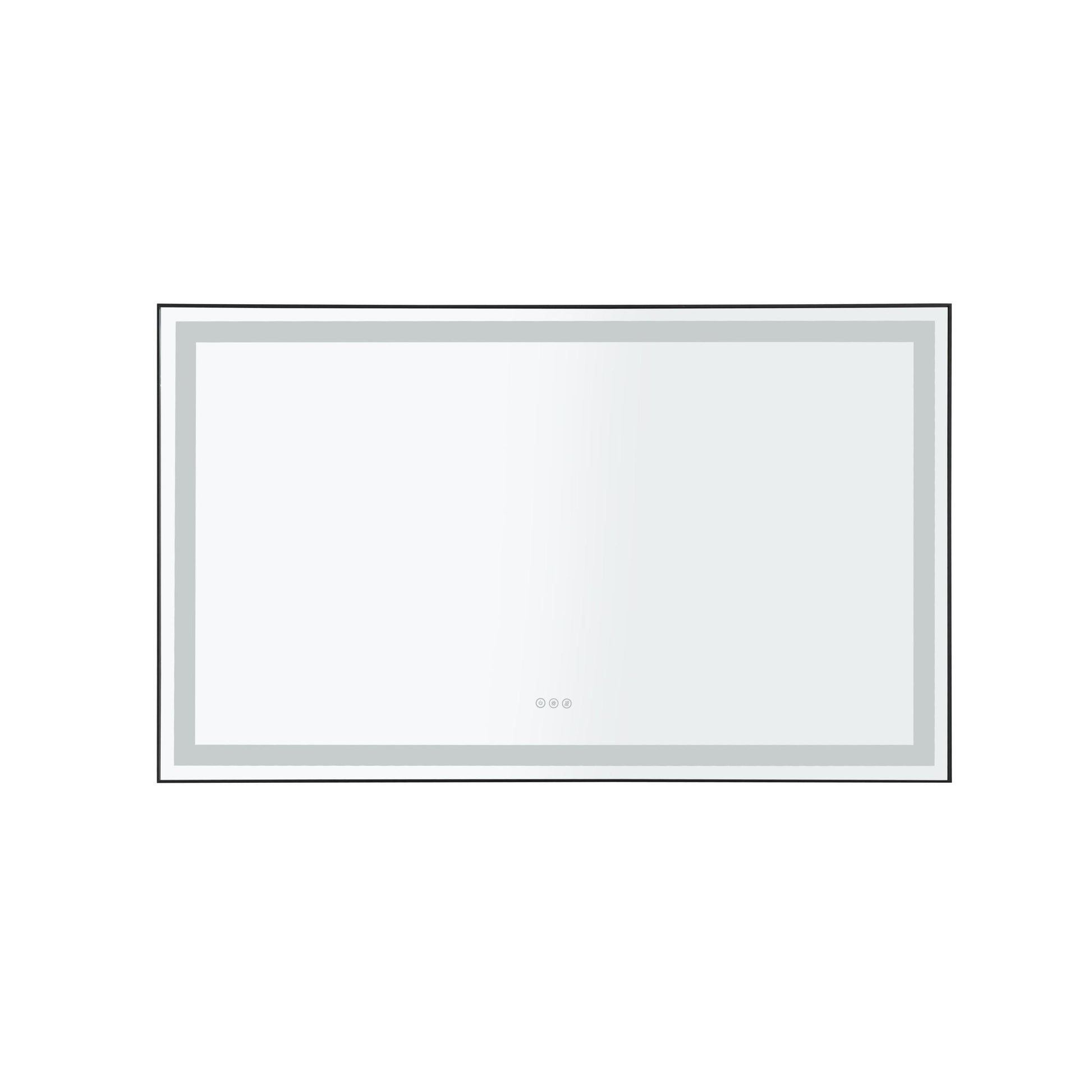 96In. W X48 In. H Framed Led Single Bathroom Vanity Mirror In Polished Crystal Bathroom Vanity Led Mirror With 3 Color Lights Mirror For Bathroom Wall Matt Black Aluminium