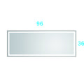 96In. W X36 In. H Framed Led Single Bathroom Vanity Mirror In Polished Crystal Bathroom Vanity Led Mirror With 3 Color Lights Mirror For Bathroom Wall Matt Black Aluminium