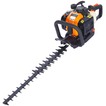 26Cc 2 Cycle Gas Powered Hedge Trimmerdouble Sided Blade 24",Recoil Gasoline Trim Blade Orange Plastic