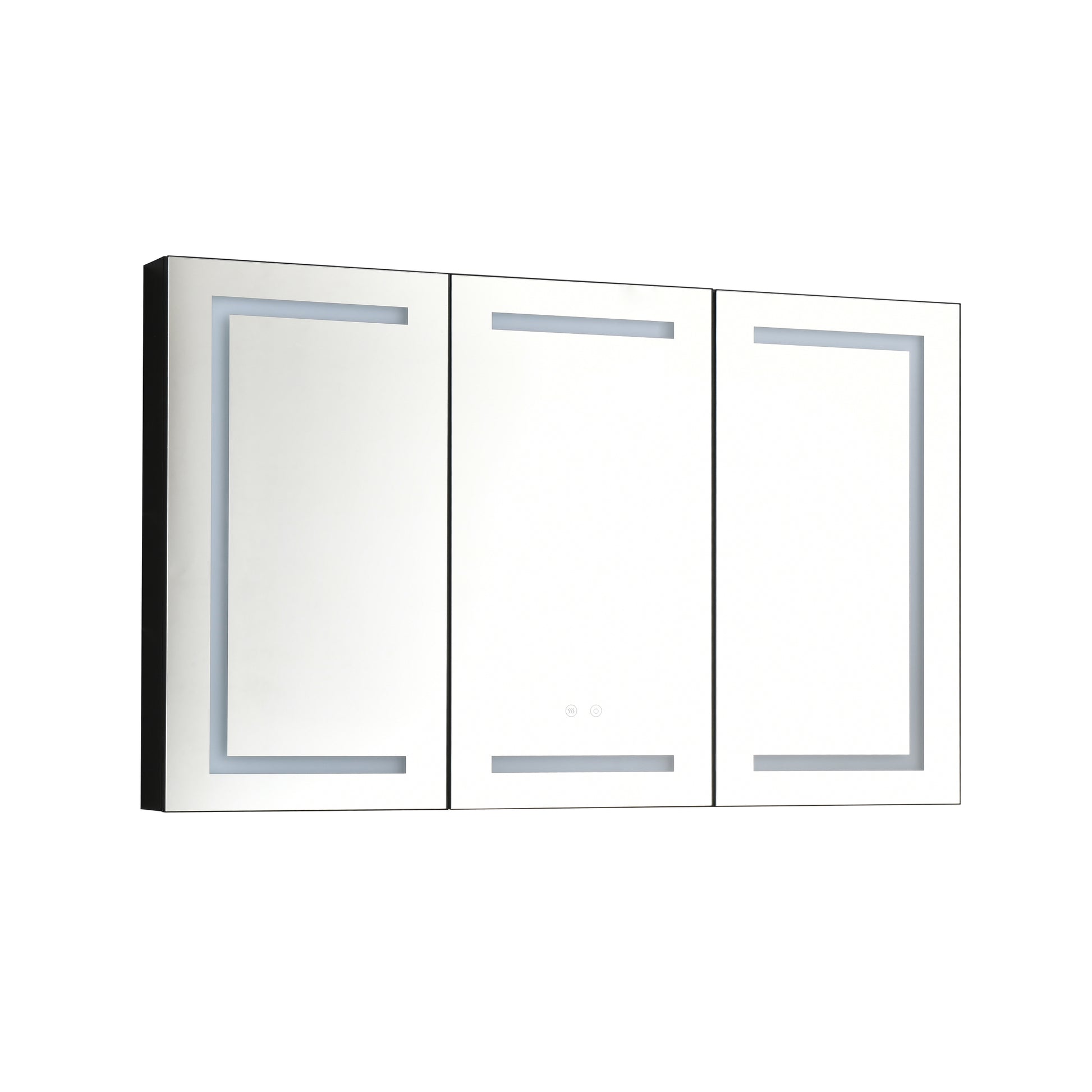 Led Mirror Medicine Cabinet With Lights, Dimmer, Defogger, Clock, Temp Display Matt Black Aluminium