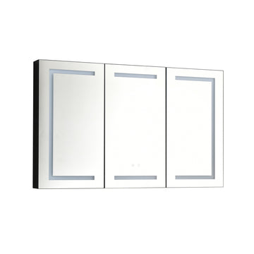 Led Mirror Medicine Cabinet With Lights, Dimmer, Defogger, Clock, Temp Display Matt Black Aluminium