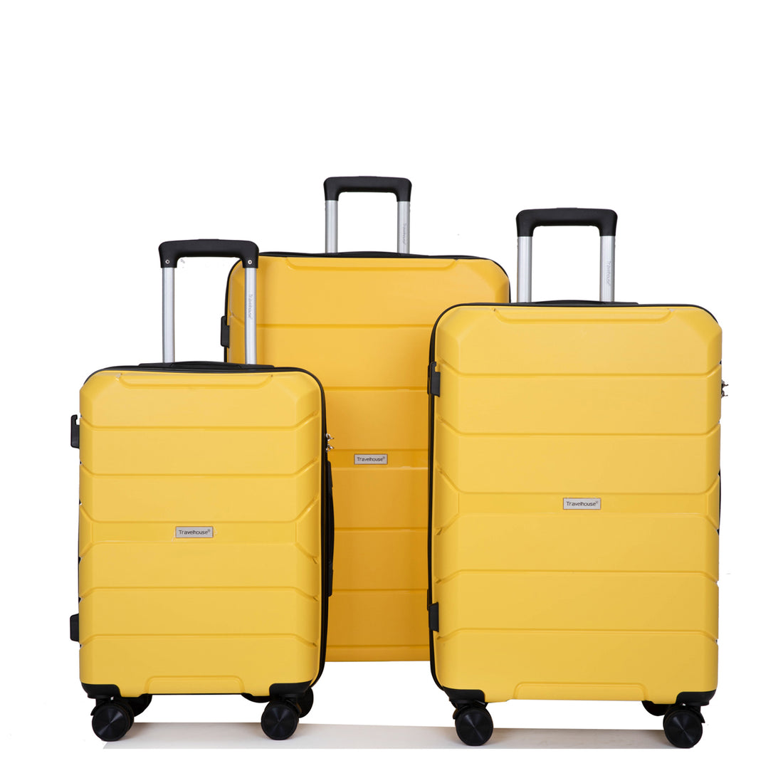 Hardshell Suitcase Spinner Wheels Pp Luggage Sets Lightweight Durable Suitcase With Tsa Lock,3 Piece Set 20 24 28 ,Yellow Yellow Polypropylene