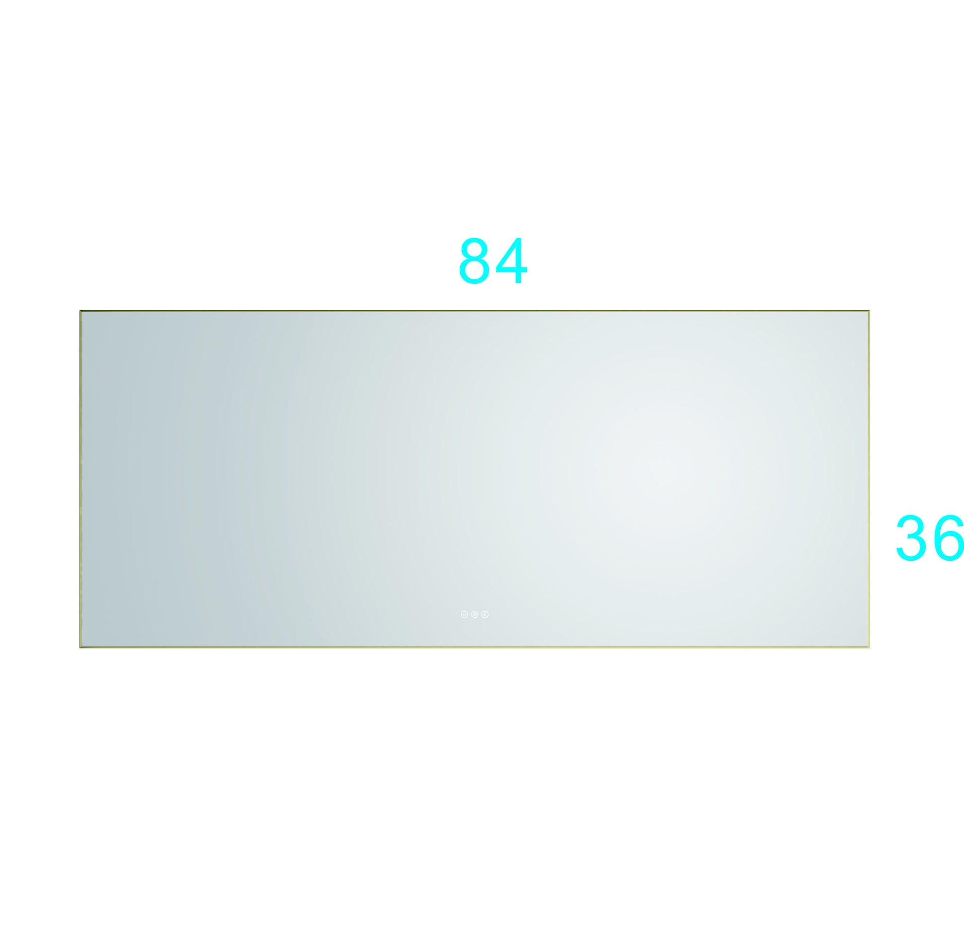 84X 36Inch Led Mirror Bathroom Vanity Mirror With Back Light, Wall Mount Anti Fog Memory Large Adjustable Vanity Mirror Gold Aluminium