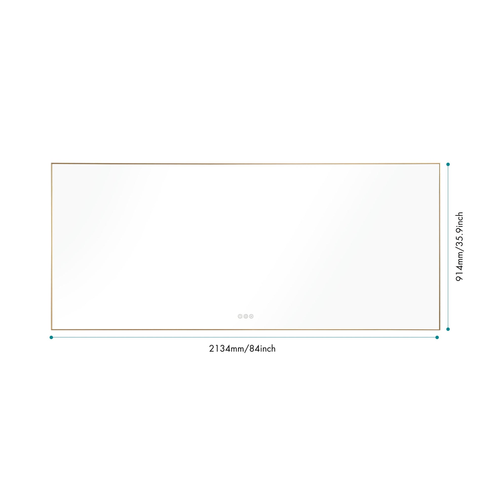 84X 36Inch Led Mirror Bathroom Vanity Mirror With Back Light, Wall Mount Anti Fog Memory Large Adjustable Vanity Mirror Gold Aluminium