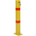 Parking Bollard,Pole Barrier With Lock ,Car Parking Protection Posts,Home Garage Street Decor ,Parking Barrier Square Yellow Yellow Steel