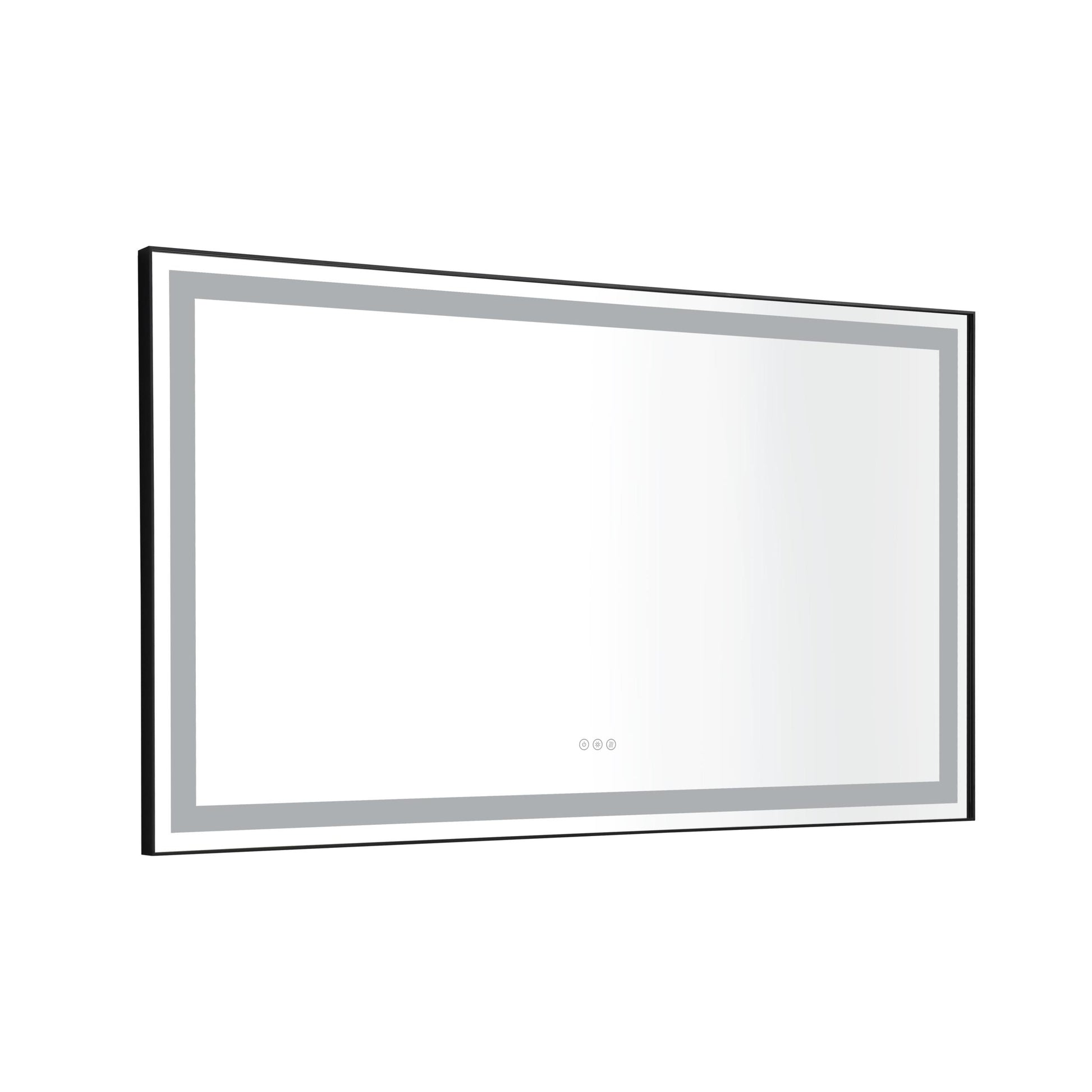 96In. W X48 In. H Framed Led Single Bathroom Vanity Mirror In Polished Crystal Bathroom Vanity Led Mirror With 3 Color Lights Mirror For Bathroom Wall Matt Black Aluminium