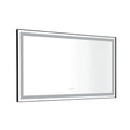 84In. W X48 In. H Framed Led Single Bathroom Vanity Mirror In Polished Crystal Bathroom Vanity Led Mirror With 3 Color Lights Mirror For Bathroom Wall Matt Black Aluminium