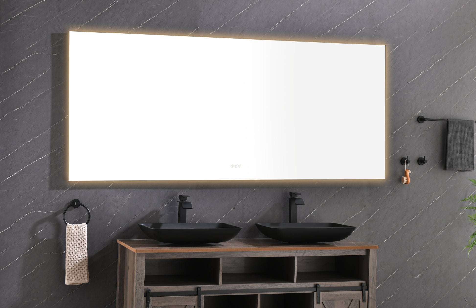 84X 36Inch Led Mirror Bathroom Vanity Mirror With Back Light, Wall Mount Anti Fog Memory Large Adjustable Vanity Mirror Gun Ash Aluminium