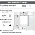 Modern Style 4 In 1 Multiple Functions Hallway Coat Rack With Seven Metal Black Hooks, Entryway Bench Hall Tree With Large Storage Drawer, White Old Sku: Sd000006Aak White Particle Board