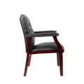 Leather Reception Guest Chairs W Padded Seat And Arms Ergonomic Mid Back Office Executive Side Chair For Meeting Waiting Room Conference Office Guest Chairs,Black Black Foam Leather