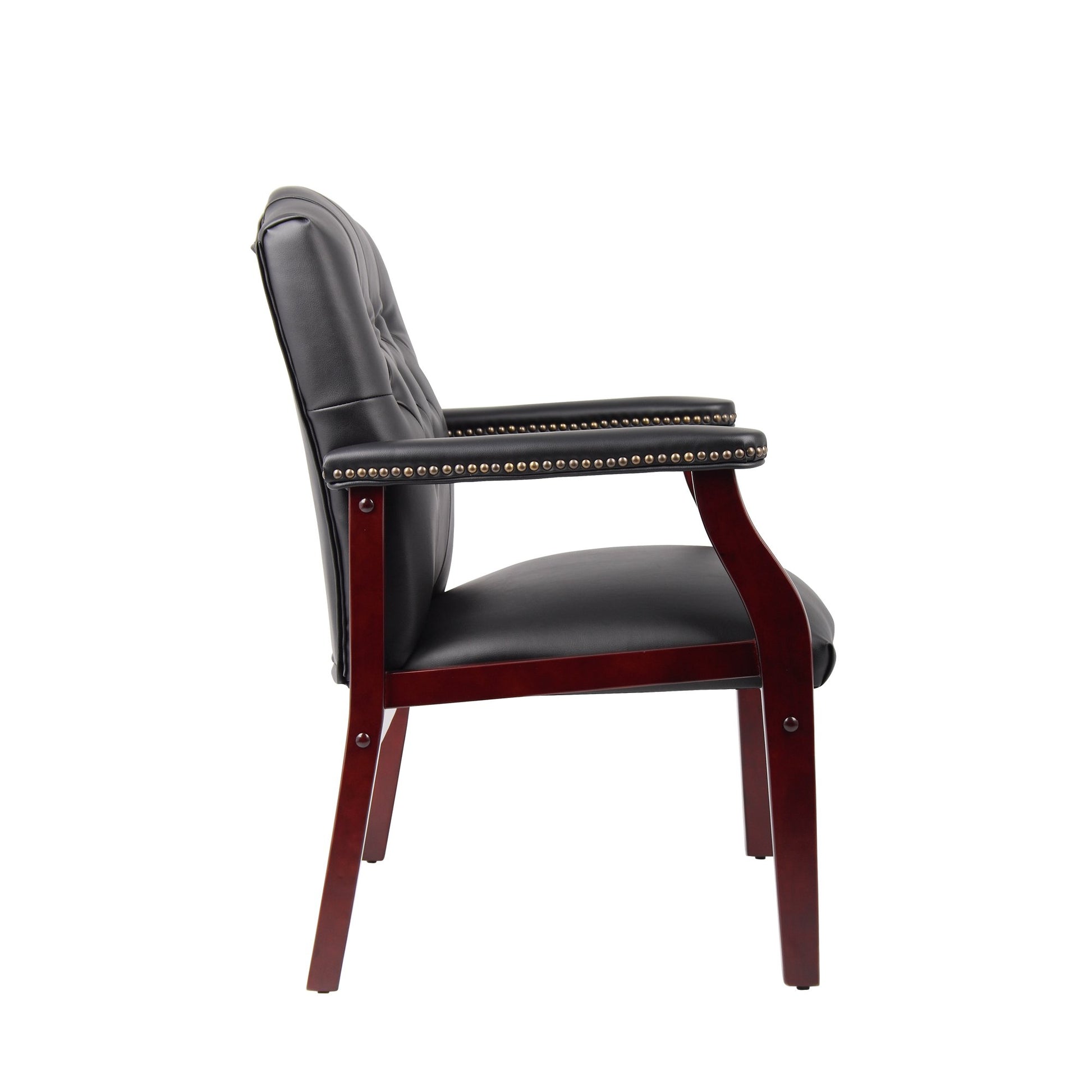 Leather Reception Guest Chairs W Padded Seat And Arms Ergonomic Mid Back Office Executive Side Chair For Meeting Waiting Room Conference Office Guest Chairs,Black Black Foam Leather