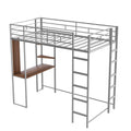 Twin Metal Loft Bed With 2 Shelves And One Desk ,Silver Old Sku: Mf281206Aan Silver Metal