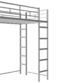 Twin Metal Loft Bed With 2 Shelves And One Desk ,Silver Old Sku: Mf281206Aan Silver Metal