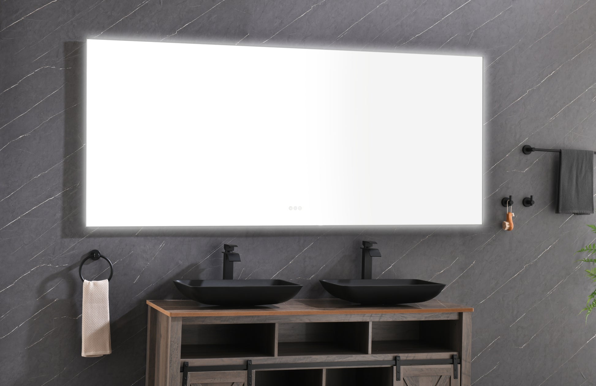 84X 36Inch Led Mirror Bathroom Vanity Mirror With Back Light, Wall Mount Anti Fog Memory Large Adjustable Vanity Mirror Gun Ash Aluminium