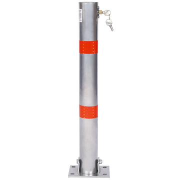 Parking Bollard,Pole Barrier With Lock ,Car Parking Protection Posts,Home Garage Street Decor ,Parking Barrier Round Gray Gray Steel