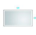 84In. W X48 In. H Framed Led Single Bathroom Vanity Mirror In Polished Crystal Bathroom Vanity Led Mirror With 3 Color Lights Mirror For Bathroom Wall Matt Black Aluminium