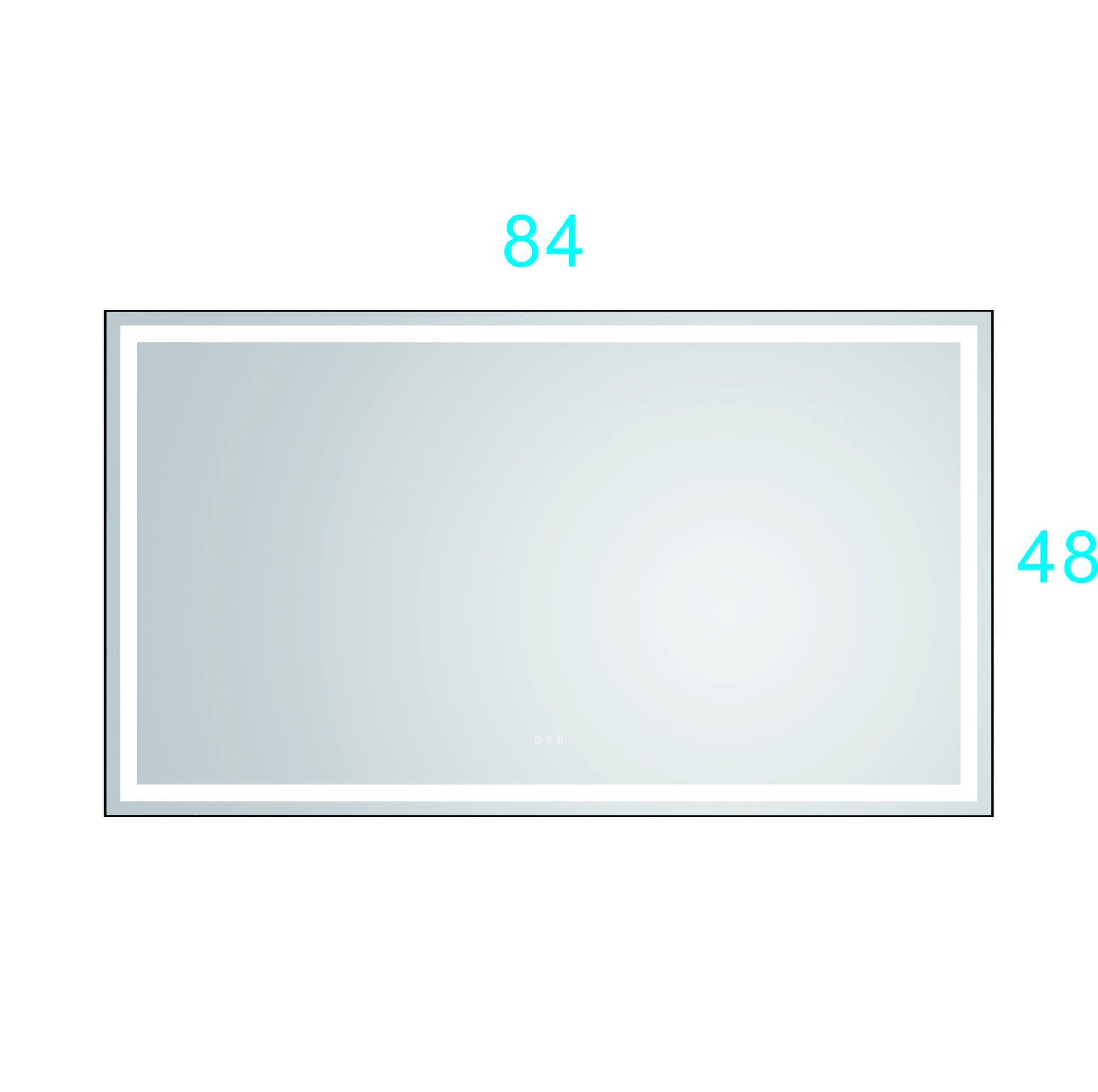 84In. W X48 In. H Framed Led Single Bathroom Vanity Mirror In Polished Crystal Bathroom Vanity Led Mirror With 3 Color Lights Mirror For Bathroom Wall Matt Black Aluminium