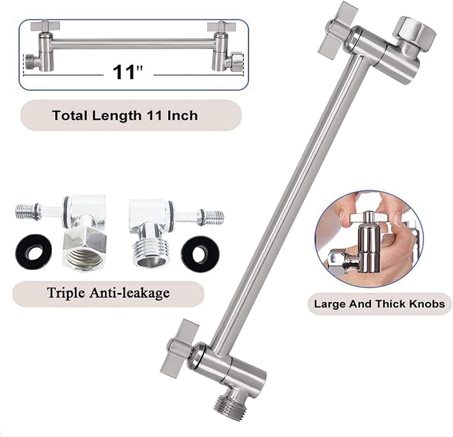 Brushed Nickel 10" Square Rainfall & High Pressure Stainless Steel Bath Shower Head Brushed Nickel Metal