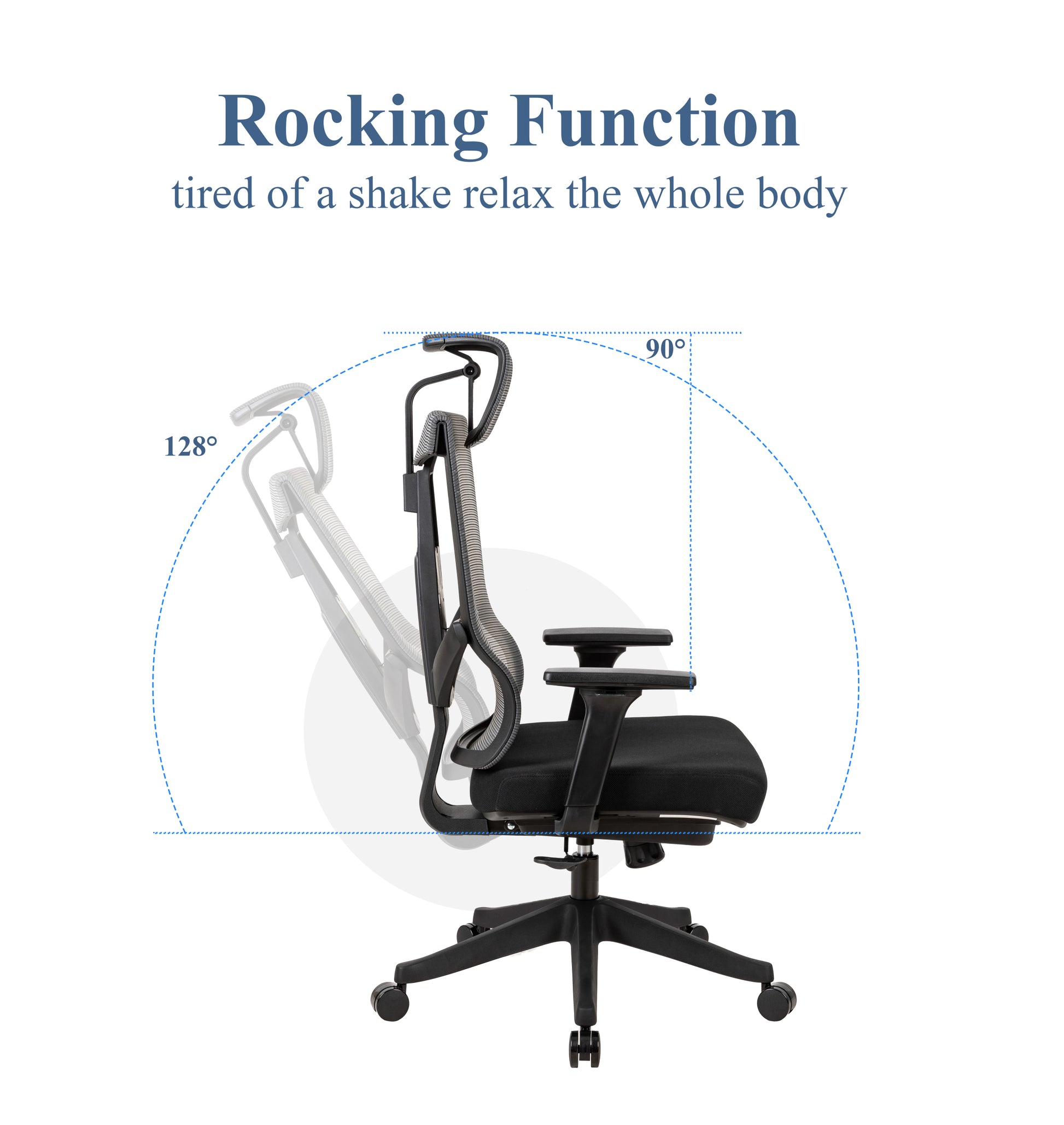 Excustive Office Chair With Headrest And 2D Armrest, Chase Back Function With 7 Gears Adjustment, Tilt Function Max 128 ,300Lbs,Black Mesh Imported From Germany, Bifma Certificated Black Nylon Mesh