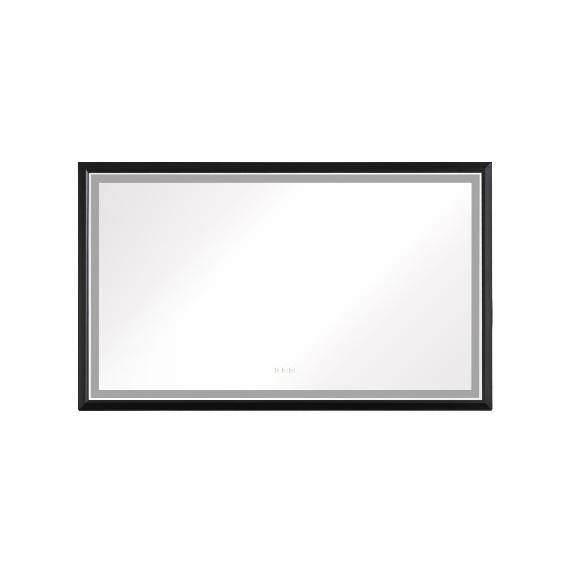 72In. W X 48In. H Oversized Rectangular Black Framed Led Mirror Anti Fog Dimmable Wall Mount Bathroom Vanity Mirror Hd Wall Mirror Kit For Gym And Dance Studio 48X 72Inches With Safety Ba Matte Black Aluminium