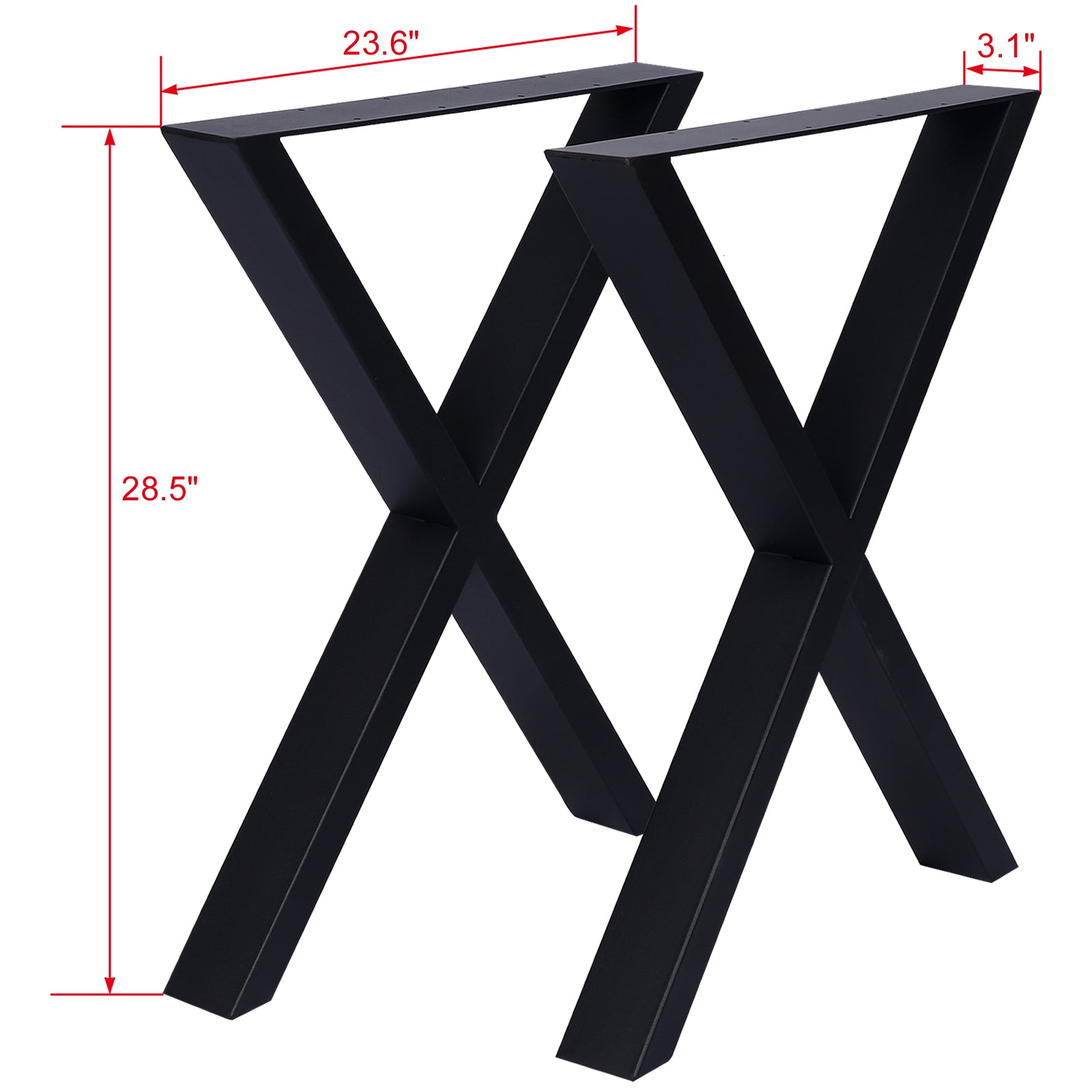 X Table Legs 28X 24" ,Wide Metal Table Legsheavy Duty Steel Desk Legs Table Leg Dining Table Legs Coffee Desk Leg, Set Of 2 Black Steel