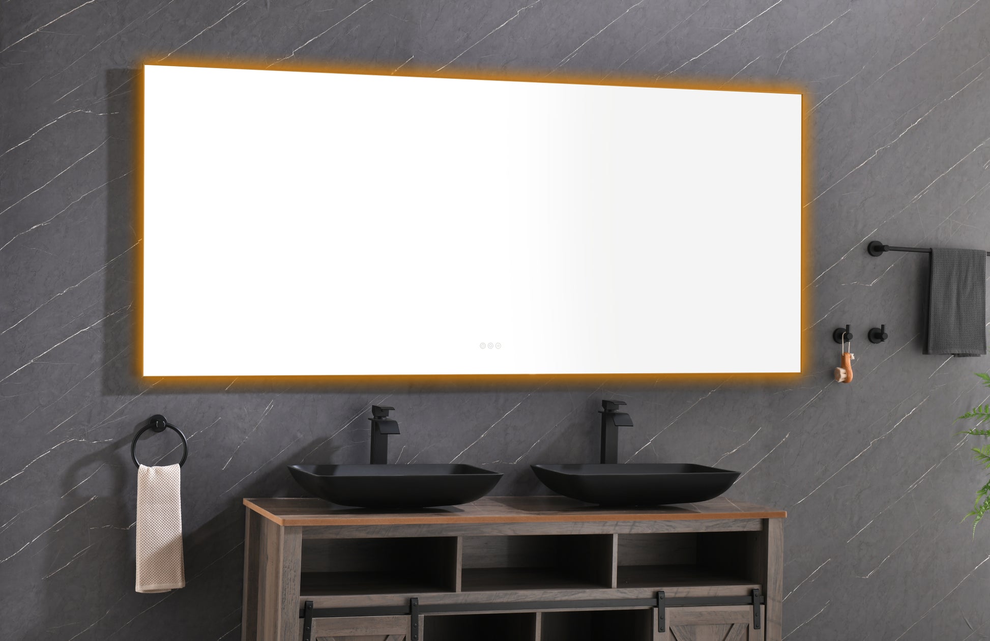 84X 36Inch Led Mirror Bathroom Vanity Mirror With Back Light, Wall Mount Anti Fog Memory Large Adjustable Vanity Mirror Gun Ash Aluminium