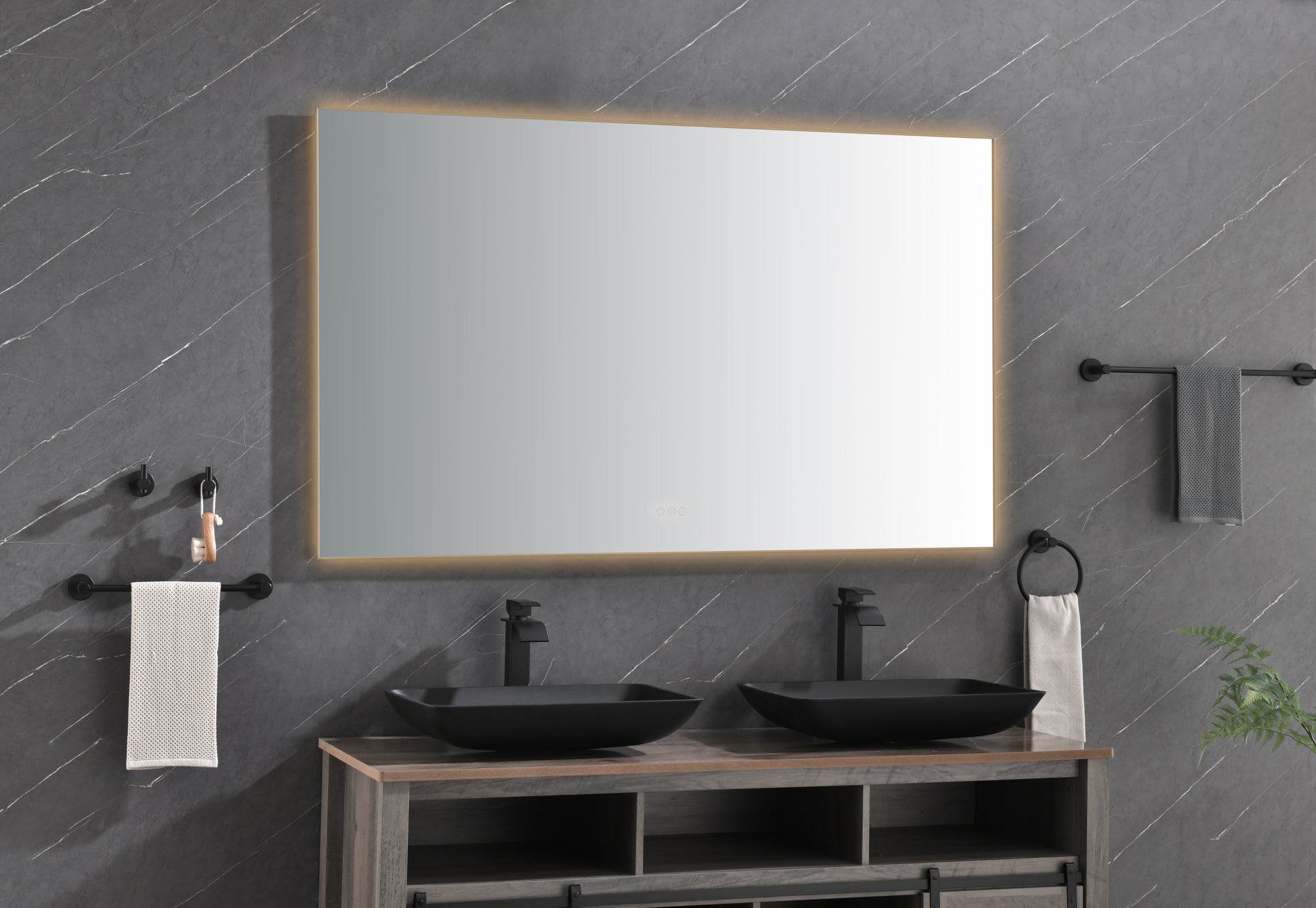 Led Mirror Bathroom Vanity Mirror With Back Light, Wall Mount Anti Fog Memory Large Adjustable Vanity Mirror Gun Ash Aluminium
